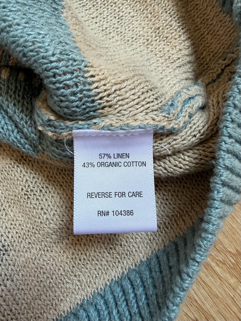 Garnet Hill Sweater Skyline Linen Organic Cotton wave stripes medium $128 - Picture 8 of 9
